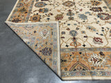 Contemporary Oushak Style Area Rug in Gold and Ivory