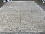 Grey Crossed Lines Wool Area Rug
