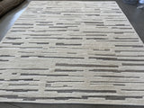 Cream and Grey Contemporary Wool Area Rug