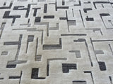 Cream and Grey Contemporary Wool Area Rug