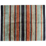 Charcoal and Rust Indian Wool Stripe Rug