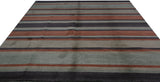 Charcoal and Rust Indian Wool Stripe Rug