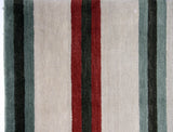 Red, Teal and Beige Stripe Area Rug