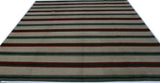 Red, Teal and Beige Stripe Area Rug