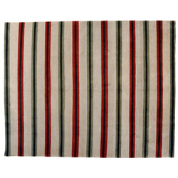 Red, Teal and Beige Stripe Area Rug