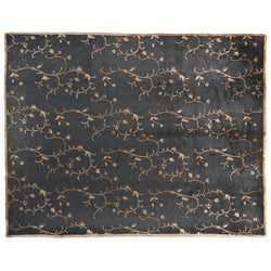 Black and Gold Floral Wool and Silk Area Rug