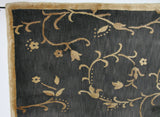 Black and Gold Floral Wool and Silk Area Rug