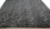 Black and Gold Floral Wool and Silk Area Rug