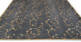 Black and Gold Floral Wool and Silk Area Rug