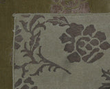 Gold Floral Wool and Silk Area Rug