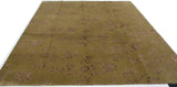 Gold Floral Wool and Silk Area Rug