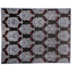 Dark Gray Damask-Look Area Rug