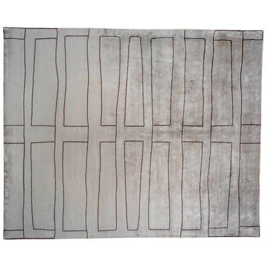 Silver and Black Blocks Area Rug