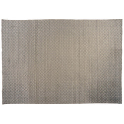 Silver and Grey Quatrefoil Design Wool Area Rug