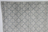 Silver and Grey Quatrefoil Design Wool Area Rug