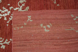 Floral High Low Red Wool Area Rug