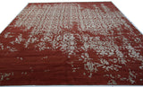 Floral High Low Red Wool Area Rug