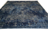 Blue and Silver High Low Area Rug