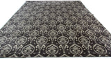 Charcoal and Silver Damask Design Area Rug