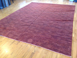 Red Floral Stencil Design Wool and Silk Area Rug