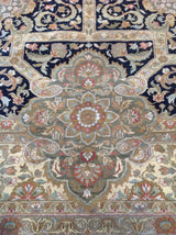 Beige and Black Agra Design Wool Area Rug