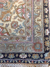 Beige and Black Agra Design Wool Area Rug