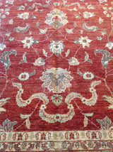 Red and Beige Traditional Pakistani Wool Rug