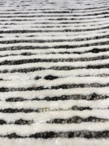 Ivory and Charcoal Stripe Cut and Loop Area Rug