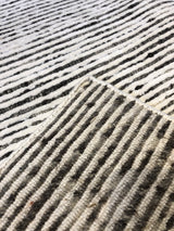 Ivory and Charcoal Stripe Cut and Loop Area Rug