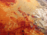 Abstract Rust and Silver Rug