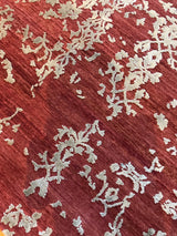 Floral High Low Red Wool Area Rug