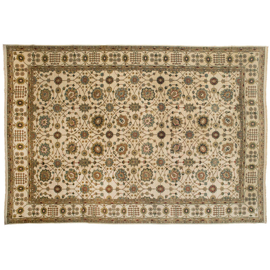 Ivory and Teal Floral Rug