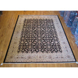 Black Pakistani Traditional Style Wool Area Rug