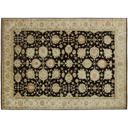 Brown Floral Traditional Style Wool Area Rug