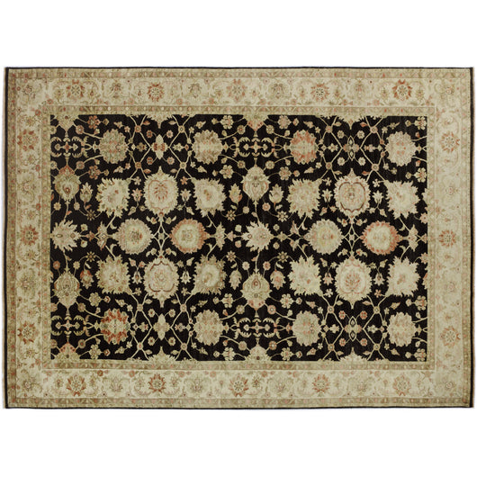 Brown Floral Traditional Style Wool Area Rug