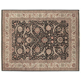 Brown Floral Traditional Style Wool Area Rug