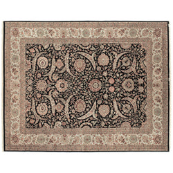 Brown Floral Traditional Style Wool Area Rug