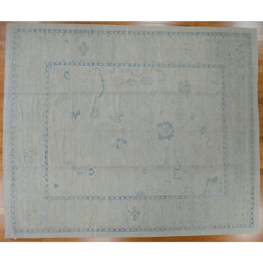 Beige and Blue Oushak Design Rug
