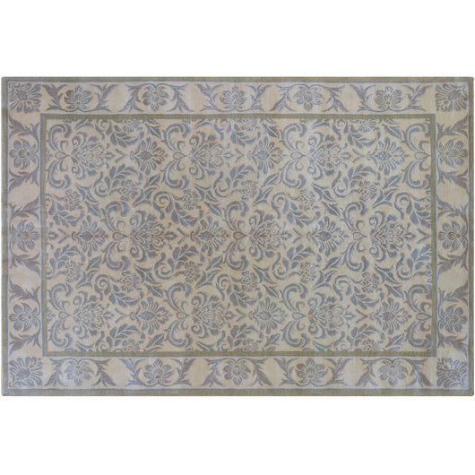 Blue Floral and Natural Rug
