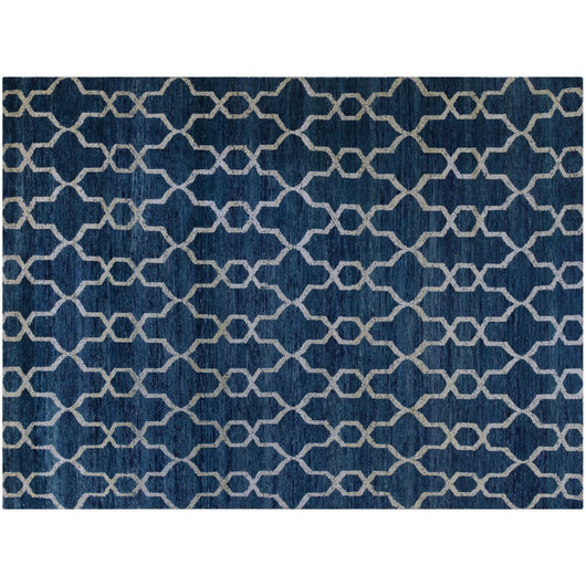 Blue and Ivory Interlock Rug