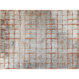 Grid Rust and Silver Rug