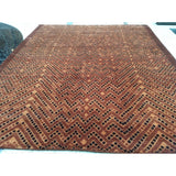 Chevron Pattern Rug with Square Accent