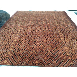 Chevron Pattern Rug with Square Accent