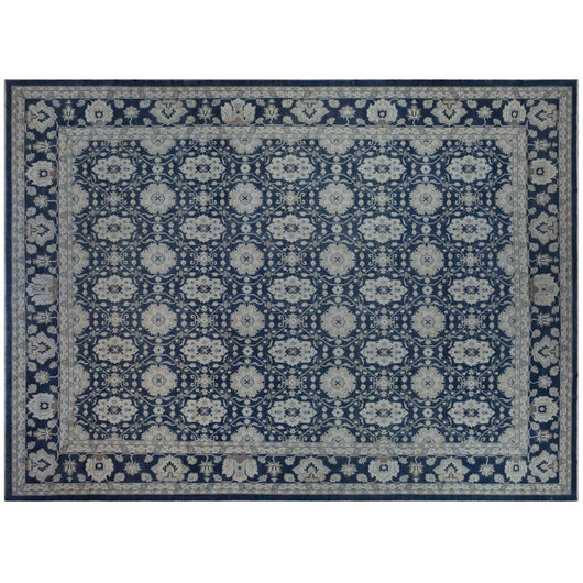 Traditional Tabriz Design Rug in Blue and Beige