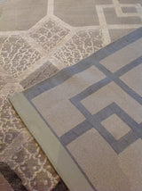 Art Deco Style Area Rug in Black, Taupe and Silver