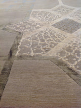 Art Deco Style Area Rug in Black, Taupe and Silver