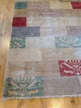 Transitional Pakistani Multi-Color Blocks Rug