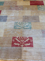 Transitional Pakistani Multi-Color Blocks Rug