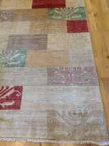 Transitional Pakistani Multi-Color Blocks Rug