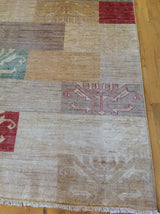 Transitional Pakistani Multi-Color Blocks Rug